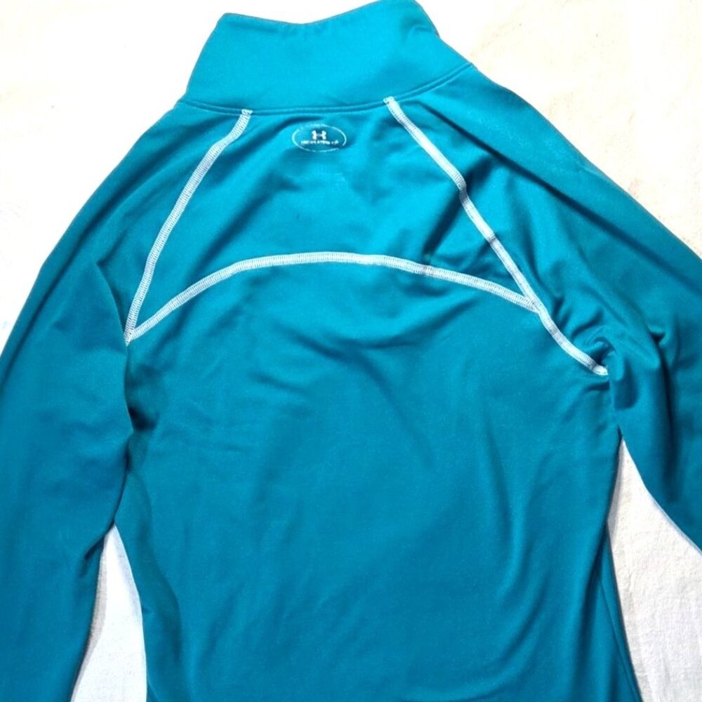 Under Armour Women's Blue Semi-Fitted ColdGear 1/4 Zip Long Sleeve Active Top S - Picture 4 of 8